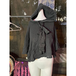 Women's Avec Les Filles Black Cropped Hoodie Size L